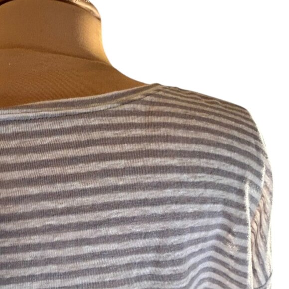 Eileen Fisher 100% Linen Jersey Striped Scoop Neck Box Top Size Med NWT - Picture 6 of 11
